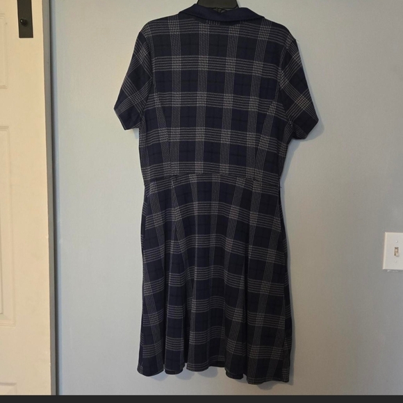 Harry Potter Ravenclaw Her Universe Navy and Gray Plaid Button Down Dress - Picture 4 of 5